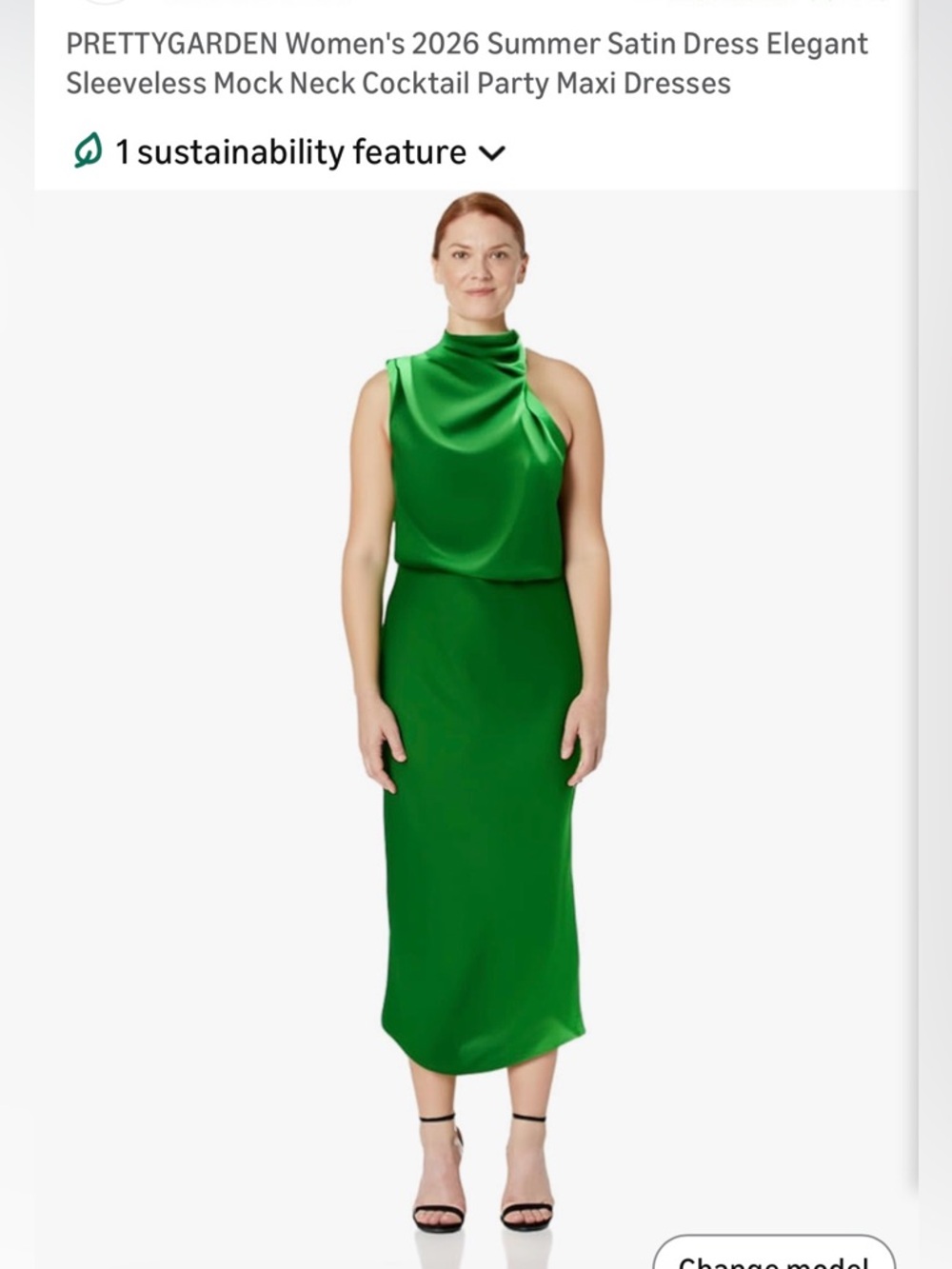 Green Satin Mock Neck Sleeveless Maxi Dress size Medium